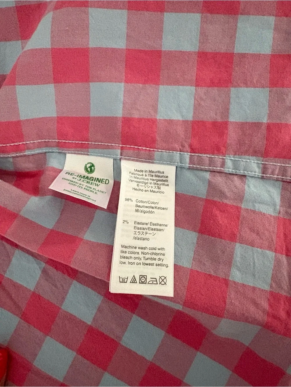 J. Crew Slim Fit Pink & Light Blue Check Button-Down Shirt - Medium - NWT